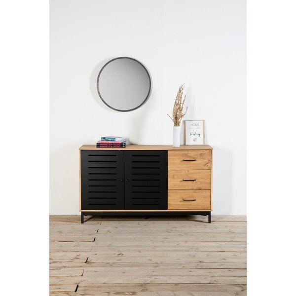 Komoda s drevenou konštrukciou a čiernymi detailmi Marckeric Alessia, šírka 141 cm-image-1