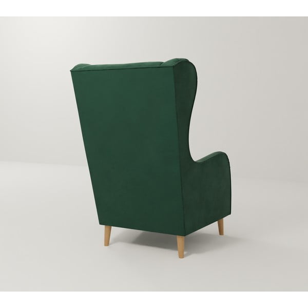 Tmavozelené zamatové kreslo ušiak Carole – Ropez-image-2