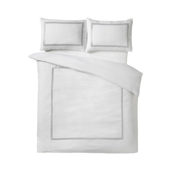 Biele saténové obliečky na jednolôžko 135x200 cm So Soft Mono Satin Stitch – Catherine Lansfield