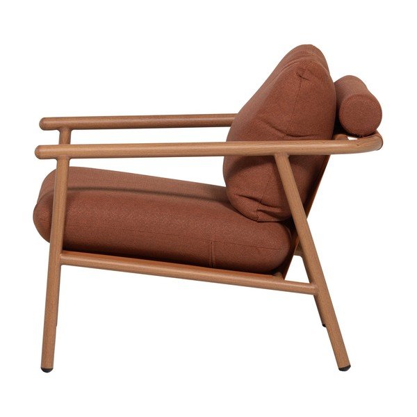 Kovové/polstrované záhradné kreslo v terakotovej farbe Cavero – WOOOD-image-3