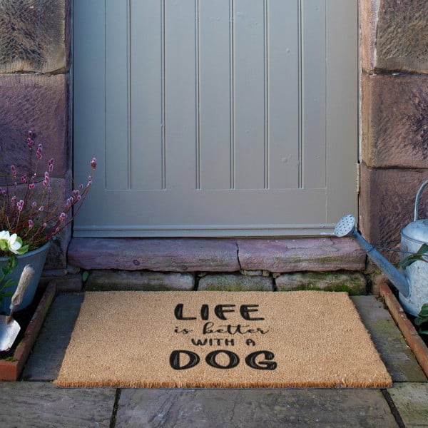 Rohožka z kokosového vlákna 40x60 cm Life Is Better With & Dog – Artsy Doormats-image-3