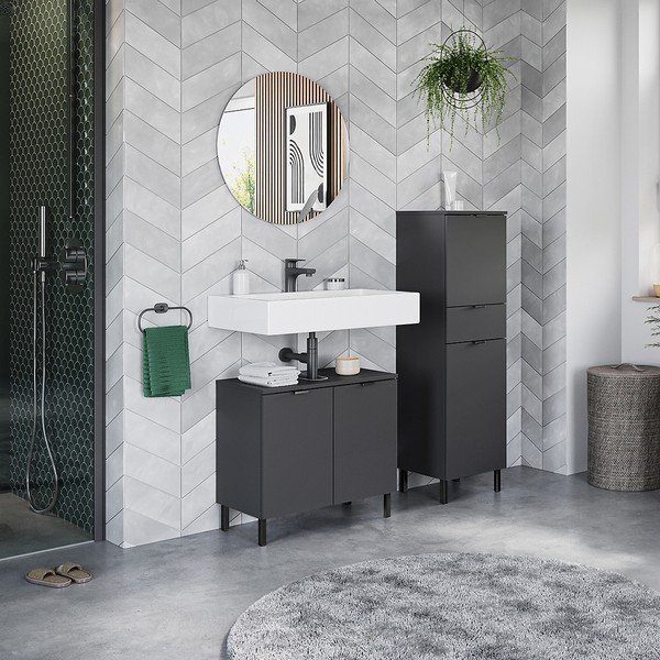 Antracitová skrinka pod umývadlo 60x56 cm Arcena – Germania-image-1