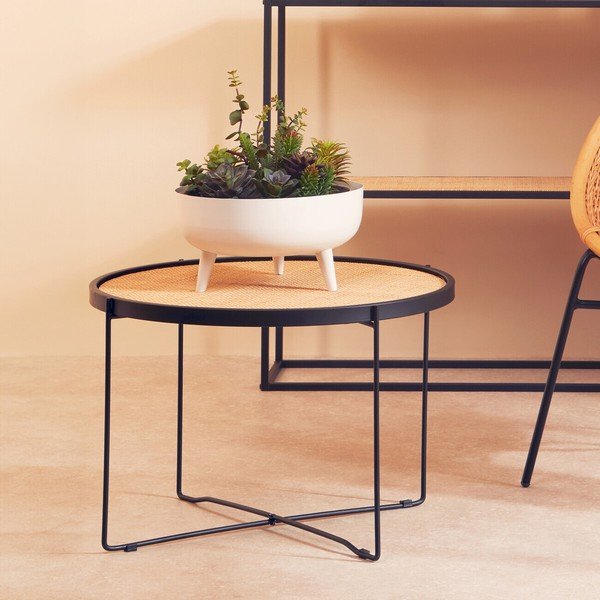 Ratanový okrúhly konferenčný stolík v prírodnej farbe ø 60 cm Depok – Premier Housewares-image-4