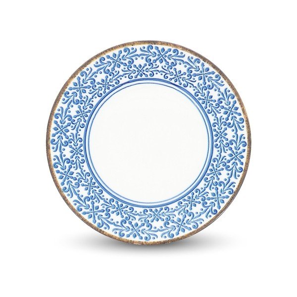 Biely/modrý dezertný porcelánový tanier ø 21 cm Azul – BonBistro
