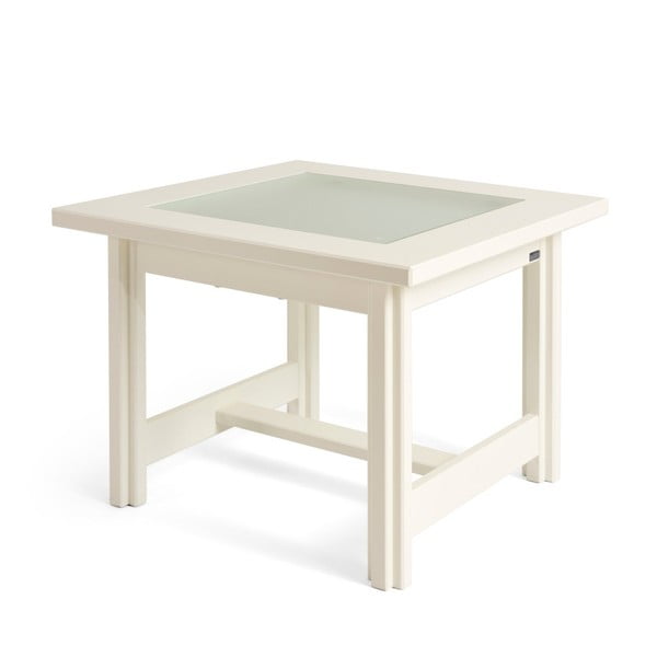 Biely ručne vyrobený konferenčný stolík z masívneho brezového dreva Kitten Haiku