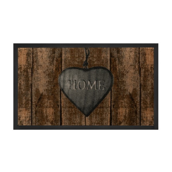 Hnedá rohožka Hansa Home Heart Printy, 45 × 75 cm