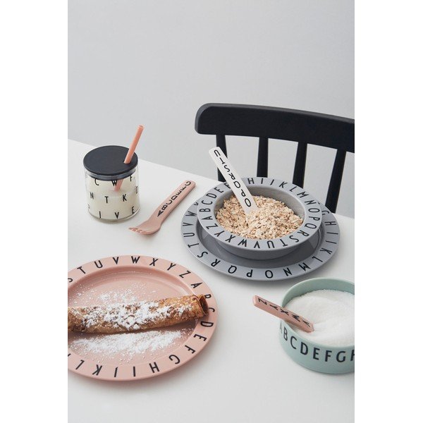 Sivý detský hlboký tanier Design Letters Eat & Learn, 15,5 cm-image-1