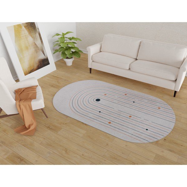 Krémovobiely umývateľný koberec 80x120 cm Oval – Vitaus-image-1
