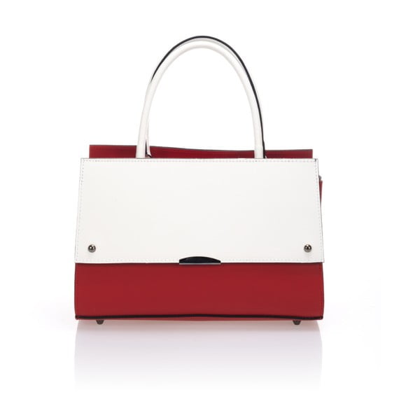 Červeno-biela kožená kabelka Lisa Minardi Tolumnia