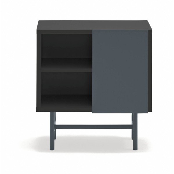 Čierny/antracitový matný nočný stolík s poličkami Nube – Teulat