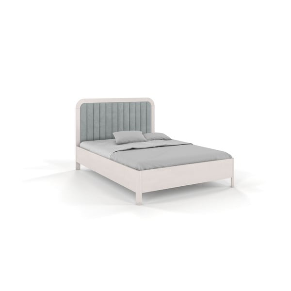 Biela/sivá dvojlôžková posteľ z bukového dreva 160x200 cm Modena – Skandica
