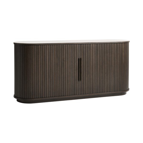 Komoda s keramickou doskou s posuvnými dverami v tmavo prírodnej farbe 165x76x45 cm Enna – Unique Furniture