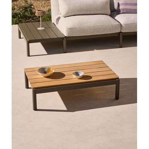 Záhradný konferenčný stolík z teakového dreva 57x91 cm Sorells – Kave Home-image-1