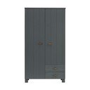 Tmavosivá šatníková skriňa z borovicového dreva 111x202 cm Dennis – WOOOD