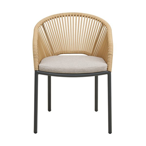 Béžová kovová/polstrovaná záhradná stolička Novella – House Nordic-image-2