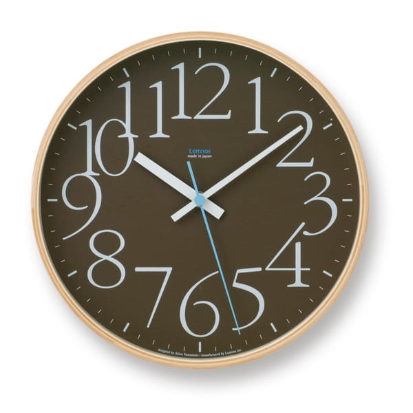 Hnedé nástenné hodiny Lemnos Clock AY, ⌀ 25,4 cm
