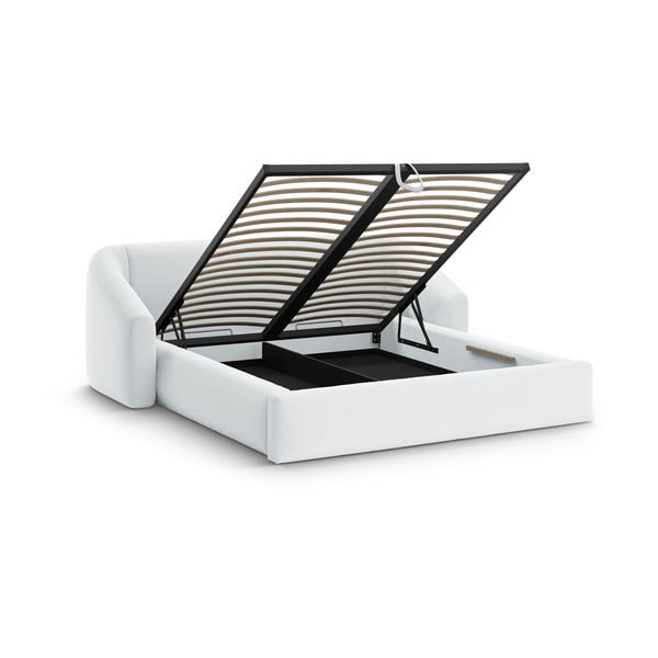 Svetlosivá čalúnená dvojlôžková posteľ s úložným priestorom s roštom 140x200 cm Campi – Cosmopolitan Design-image-2