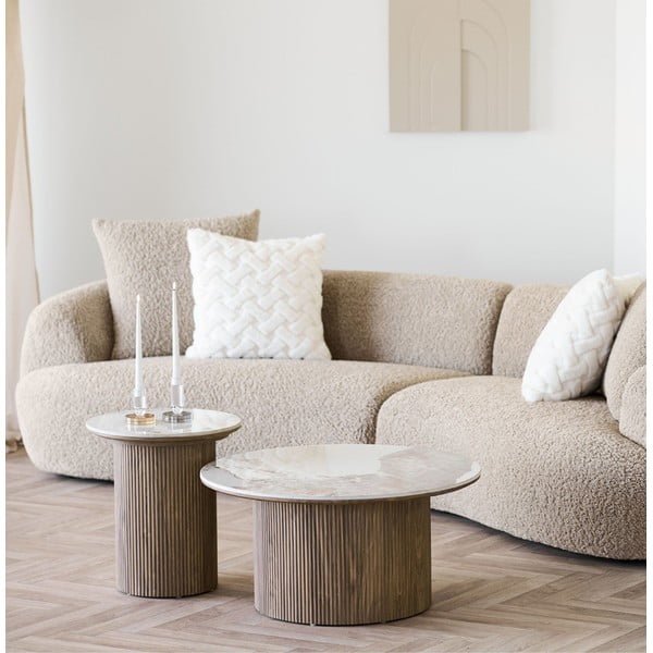 Okrúhly odkladací stolík s doskou v dekore mramoru ø 45 cm Athens – House Nordic-image-1
