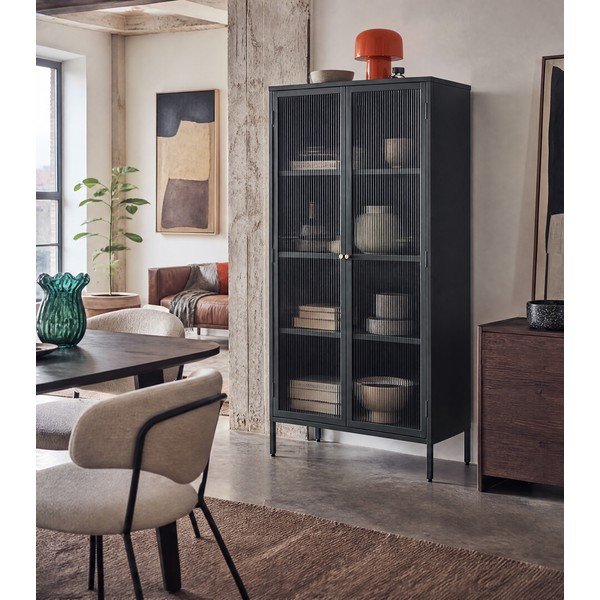 Tmavozelená kovová vitrína 90x190 cm Bronco – Unique Furniture-image-1