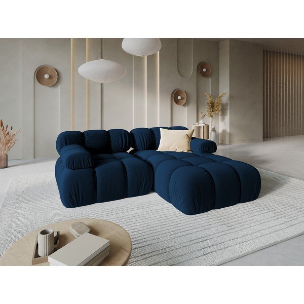 Modrá zamatová rohová pohovka (pravý roh) Bellis – Micadoni Home-image-1