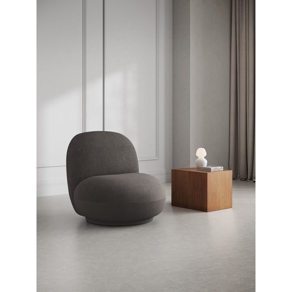 Sivé kreslo z textílie buklé Chuck – Micadoni Home-image-1