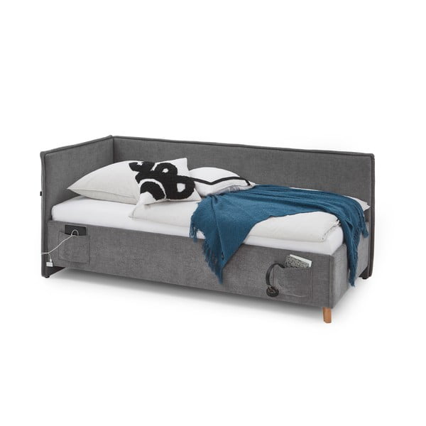 Sivá čalúnená rohová detská posteľ bez roštu 90x200 cm Fun – Meise Möbel-image-3