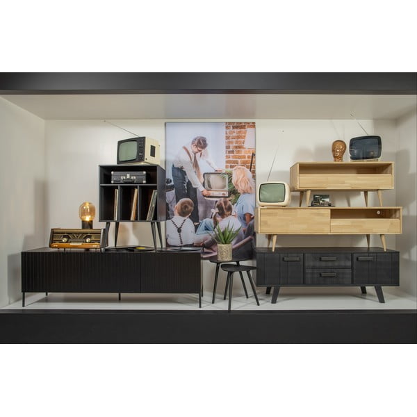 Gramofónová skrinka z borovicového dreva v čierno-prírodnej farbe 60x83 cm James – WOOOD-image-4