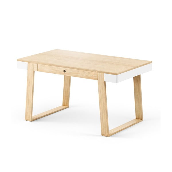 Stôl z dubového dreva s bielymi detailmi Absynth Magh, 140 × 80 cm