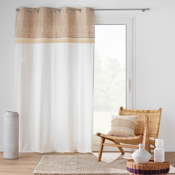 Biely/hnedý záves s prímesou juty 140x240 cm Cirrus – douceur d'intérieur-image-1