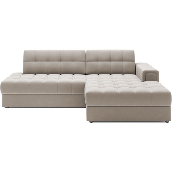 Béžová zamatová rozkladacia rohová pohovka (pravý roh/s leňoškou) Blezalt – ELTAP