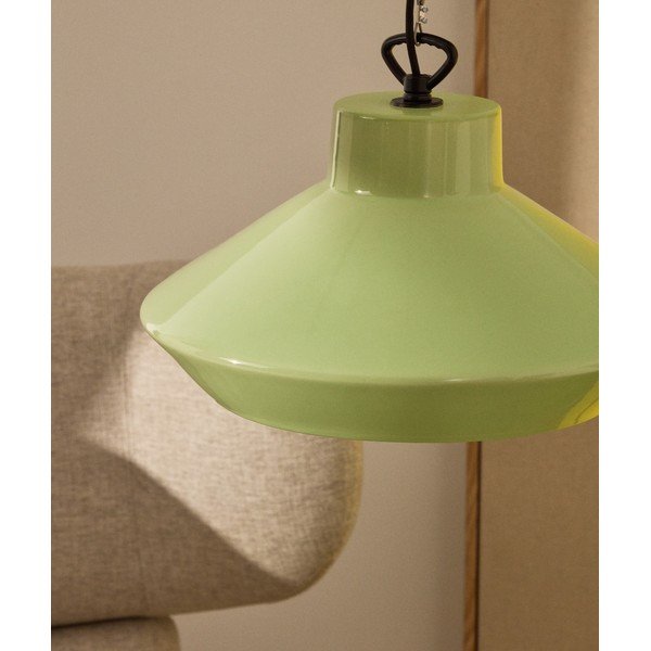Svetlozelené závesné svietidlo s keramickým tienidlom ø 31 cm Portol – Kave Home-image-2