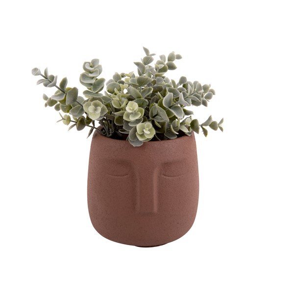 Hnedý keramický kvetináč PT LIVING Face, ø 12,5 cm-image-2
