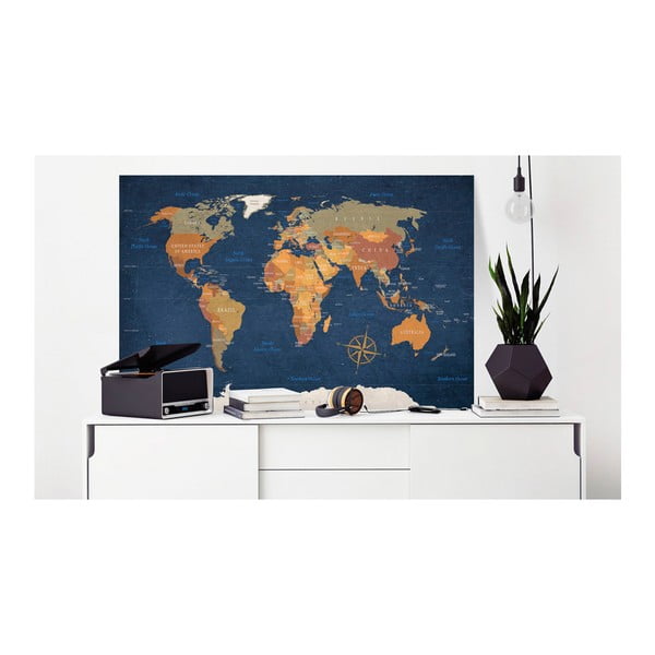 Nástenka s mapou sveta Bimago Ink Oceans 90 × 60 cm-image-1