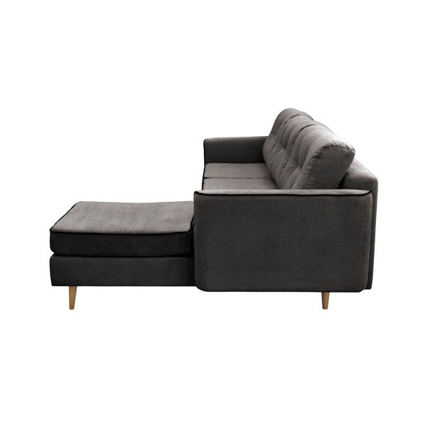 Tmavosivá rohová rozkladacia pohovka Mazzini Sofas Ladybird, pravý roh, svetlé nohy-image-4