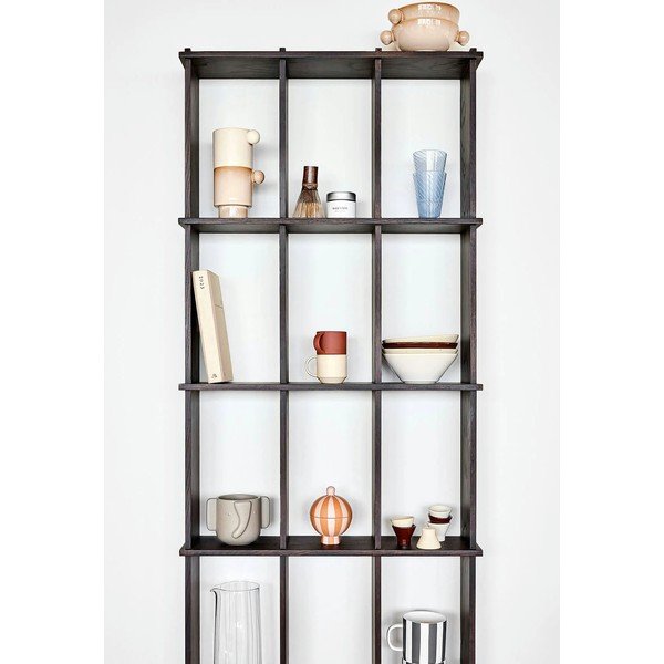 Poschodová polica z jaseňového dreva v tmavo prírodnej farbe 58 cm Grid – OYOY Living Design-image-1