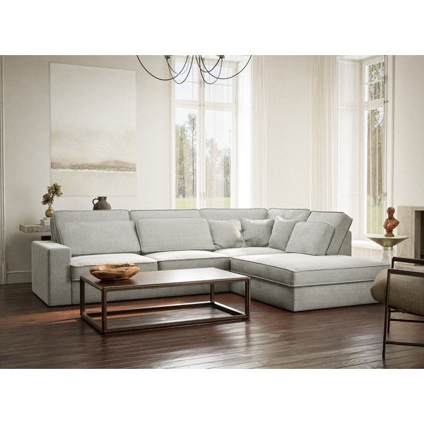 Svetlosivá ženilková rohová pohovka (pravý roh/do L) Kirou – Maison de Rêve-image-1