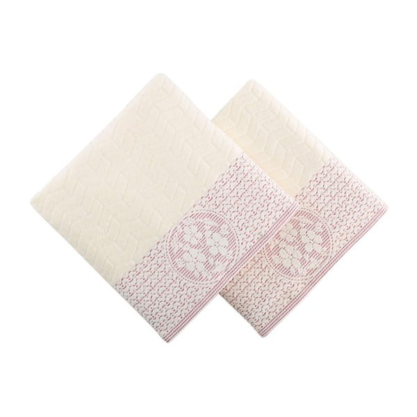 Sada 2 uterákov s ružovým detailom Amada, 50 x 90 cm