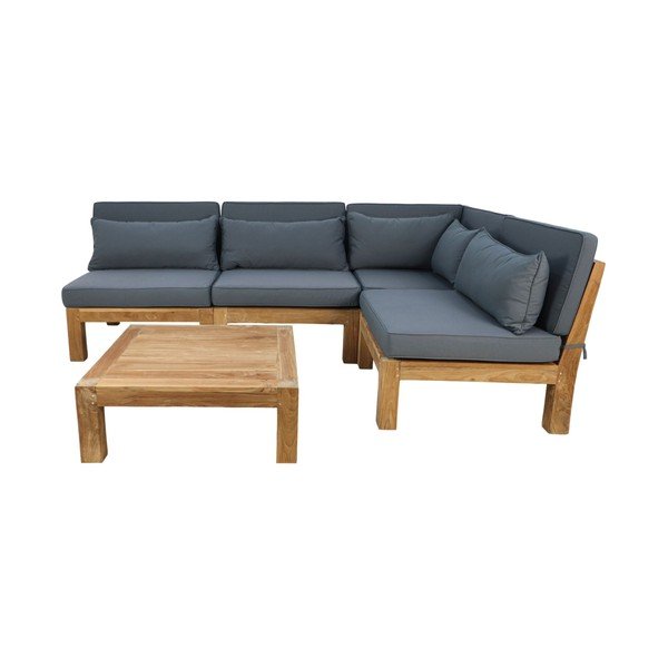 Sivá záhradná lounge súprava z teakového dreva pre 4 osoby Aruba - HSM collection