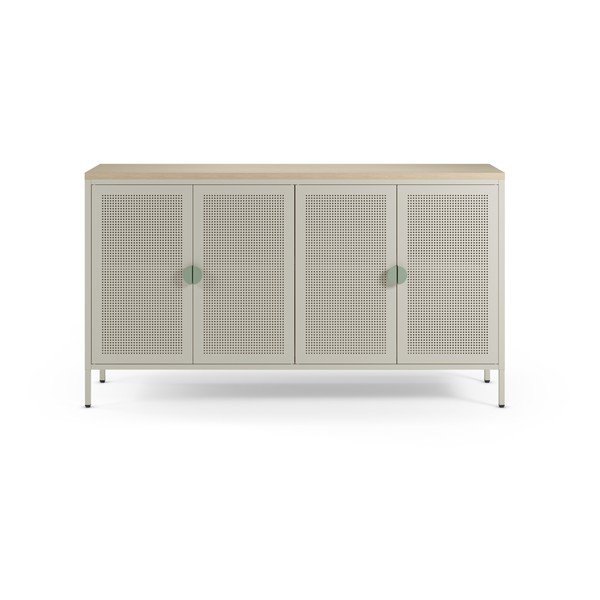 Krémovobiela/v prírodnej farbe kovová skrinka 160x90x40 cm Sayla – Marckeric
