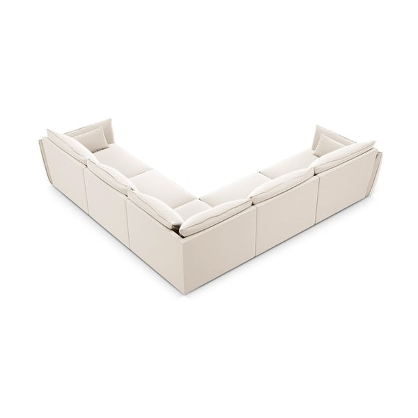 Béžová zamatová rohová pohovka Vanda – Mazzini Sofas-image-3