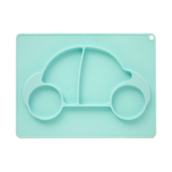 Modrý detský silikónový tanier s motívom auta Premier Housewares Zing Food