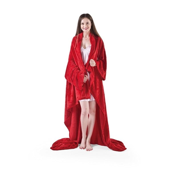 Červená televízna deka z mikrovlákna DecoKing Lazy, 180 × 150 cm