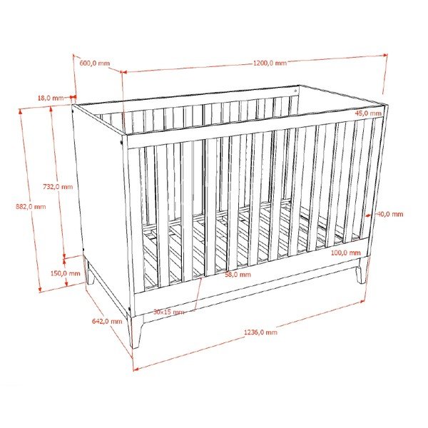 Postieľka v dekore orecha s nastaviteľnou výškou 60x120 cm v tmavo prírodnej farbe Ilyas – Vipack-image-3