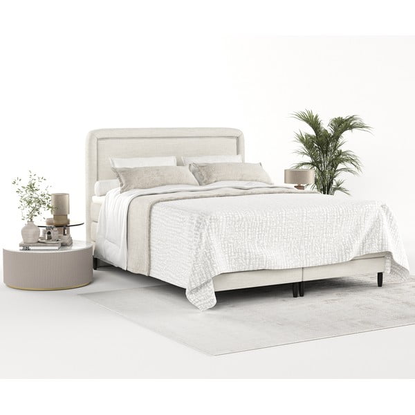 Krémovobiela boxspring posteľ 200x200 cm Dove – Maison de Rêve-image-3