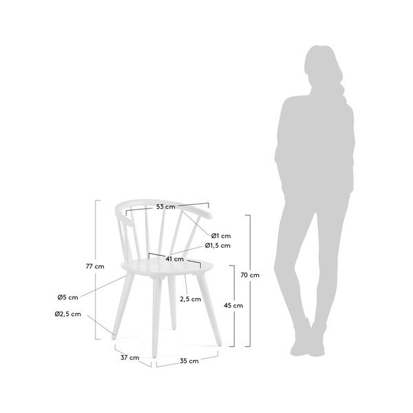 Biela jedálenská stolička z dreva kaučukovníka La Forma Krise-image-4