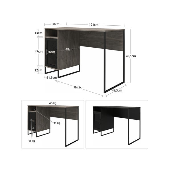 Pracovný stôl 50x121 cm Purdue – Støraa-image-2