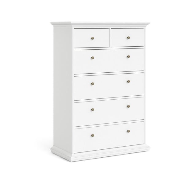 Biela vysoká komoda 96x140 cm Paris – Tvilum-image-3