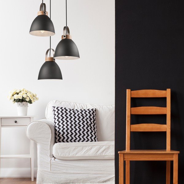 Čierne závesné svietidlo s kovovým tienidlom ø 37 cm Danielle – LAMKUR-image-1