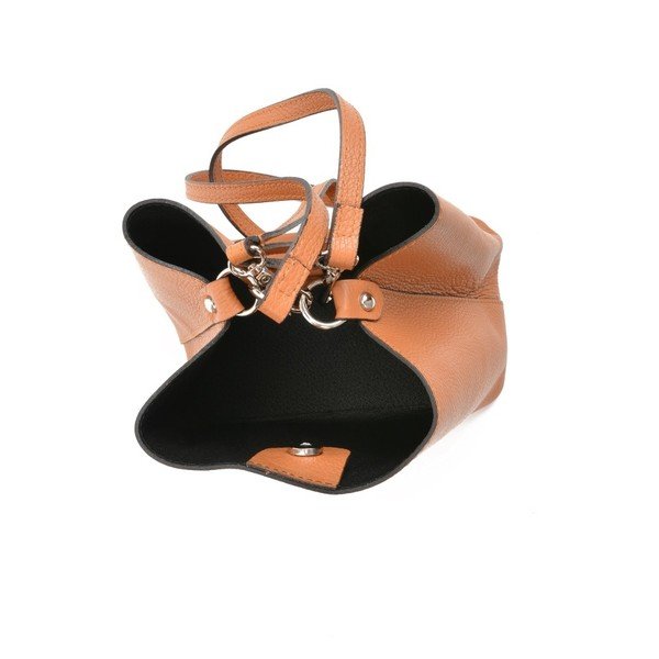 Koňakovohnedá kožená kabelka Mangotti Bags Catarina-image-4
