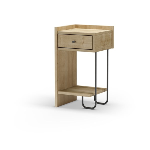 Nočný stolík v dekore duba s poličkami v prírodnej farbe Mercure – Marckeric-image-3